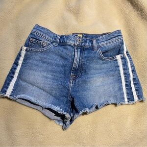 7 FOR ALL MANKIND Women’s White Side Stripes Jean Short | Size 25
